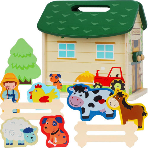 Austraes Wooden Farm Toy for Kids Ages 3-8 0