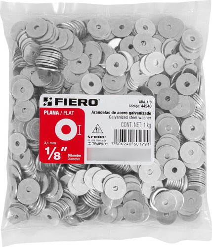 Fiero Arandelas Planas De Acero Galvanizado 1/8'' 3.1mm Bolsa 1kg 1