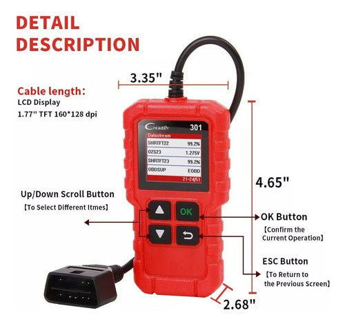 Escaner Obd2 Launch Creader 3001 + Cursos Oficial De Saber E 3