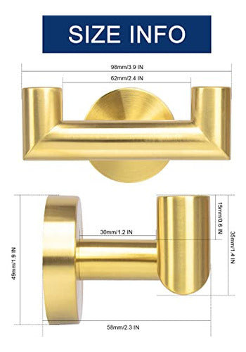 NearMoon Double Towel Hooks (Gold) 1