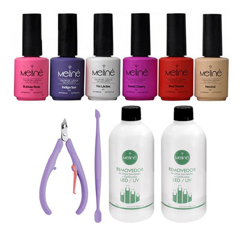 Meliné 6 Semi-Permanent Nail Polishes with Cuticle Nippers and Removers 0