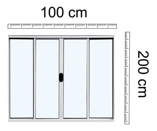 Janela De Alumínio De Correr 100x200cm 4 Folhas Sem Wt 1