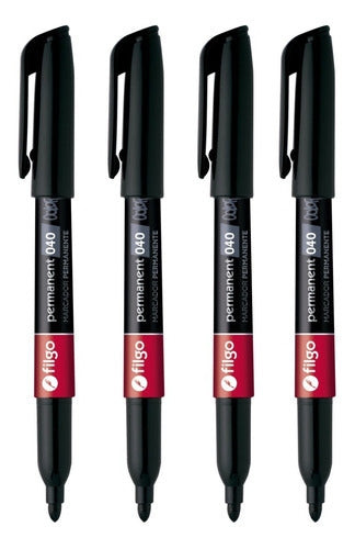 4 Black Filgo Fine Point Permanent Markers 1mm Stroke 0