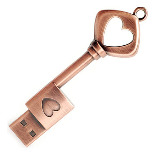 Borlterclamp - 64 GB USB 2.0 Memory Flash Drive, Retro Heart Key Shape 0