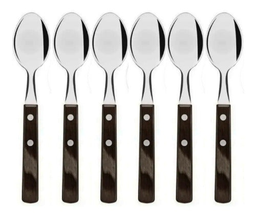 Set of 6 Table Spoons Polywood Tramontina Oak Handle 0