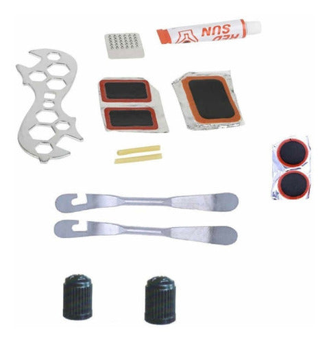 Veoquiero Bicycle Repair Kit Puncture Patch Multi-Function Wrench 0