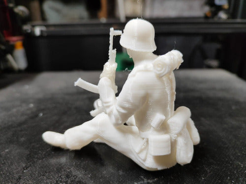 Horse3D German Soldier Resting WW2, 20cm Height White 4