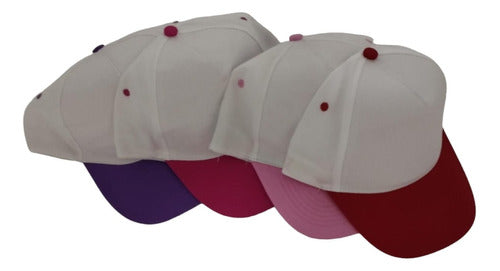 White Caps with Color Velcro 100% Polyester 10 Units 2