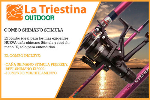 Combo Pejerrey Shimano Stimula 4,50mts Reel Multifilamento 2