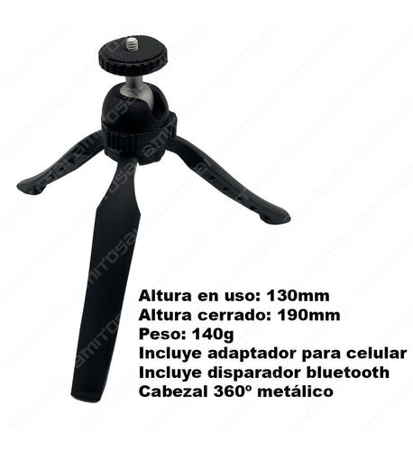 Amitosai Tripod Kit for Product Photography 13 cm + Cell Adapter + Bluetooth Remote L9 2