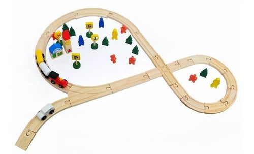 Yo Sí Puedo Wooden Train Track 48 Pieces Compatible with Trencity 1