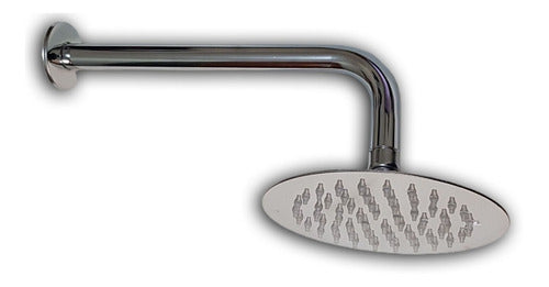 Round Stainless Steel Shower Head 15cm with 35cm Rainfall Arm 0