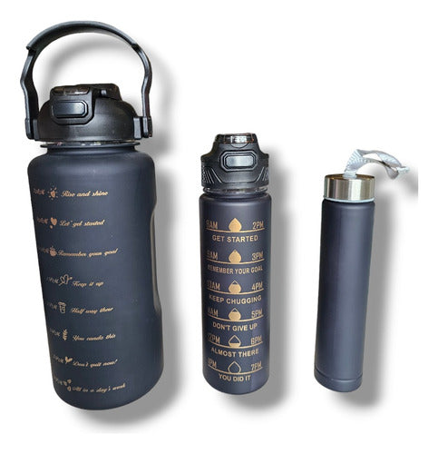 Set of 3 Motivational Sports Water Bottles with Time Tracker 46