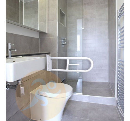Foldable + Fixed Handrail with Toilet Paper Holder for Safe Bathroom - Disability Support 5