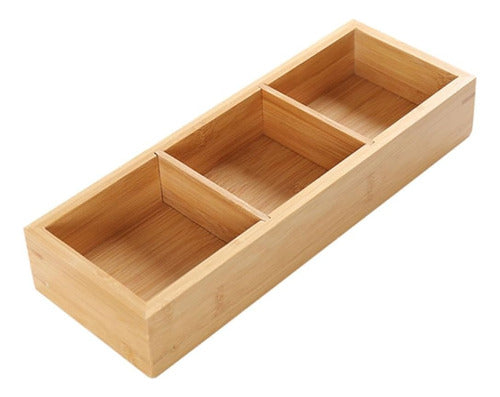 Veranova Caja Organizador Baño Cocina Madera Bambu 3 Divisiones 3