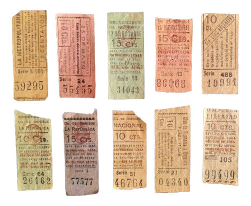 L2 - Lot of 9 Antique Collectible Bus Tickets Capicúas 0