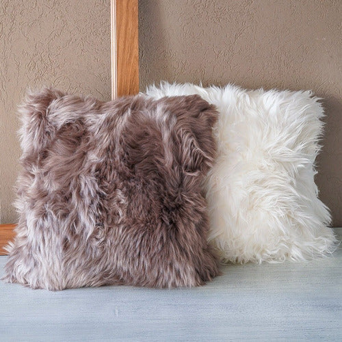 LederHD Pack X2 Decorative Cushions Sheep Leather Long Hair 50x50 6