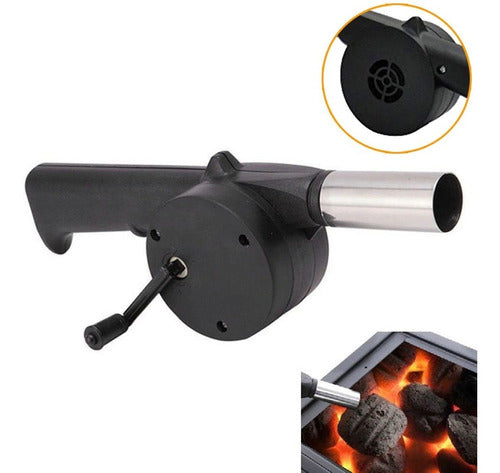 Gastromena Soplador Avivador Ventilador Manual Bbq Parilla Carbon Asado 0