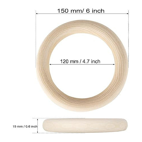 Pongja Solid Natural Wood Rings for Crafts 150mm, Set of 10 1