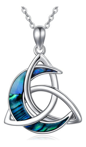 StoryMidir Celtic Moon Necklace for Women, Abalone Shell Necklace 0