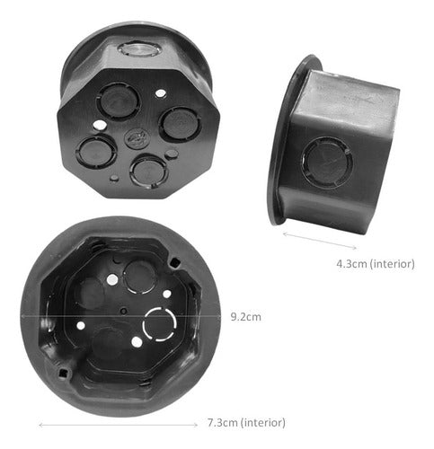 Tucson Octagonal PVC Black Embedded Connection Box Pack of 30 1