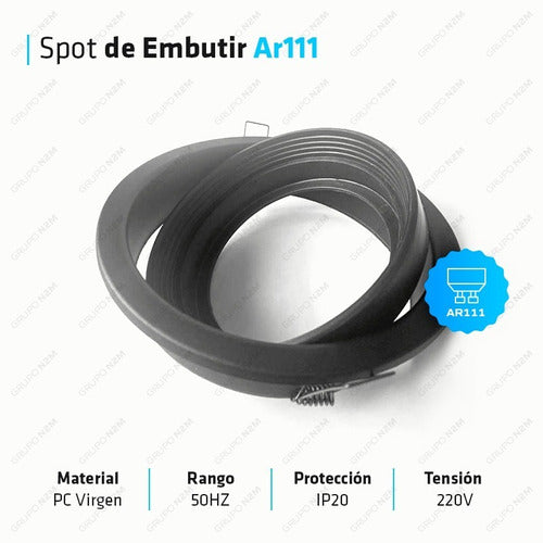 Buenos Aires LED Spot Embutir AR111 Antideslumbrante Techo E111/6bn Redondo 2