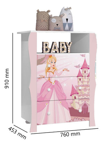 Muebles Web Comoda Cajonera Cajones Estante Dormitorio Infantil Princesa 1