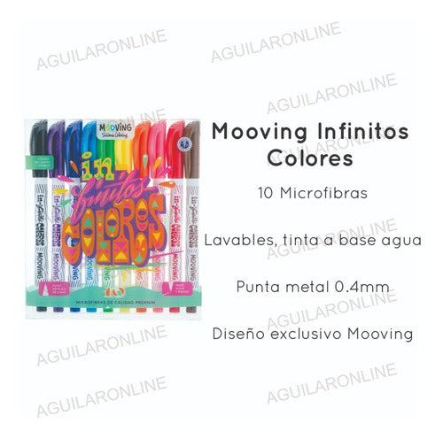 Kit Set 20 Mooving Microfiber Markers Classic Neon Pastel Colors 4