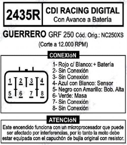 Pietcard Cdi Racing (a Bateria) Guerrero Grf250 (hasta 2014) 2