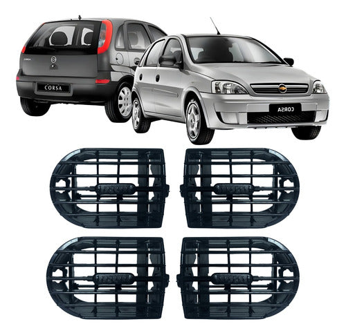 4 Pçs De Difusor Ar Painel Central Lateral Corsa 2002 A 2012 0