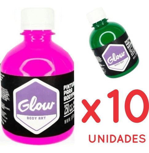 10 Maquillaje Glow Artistico 250cc Teatral Metal Fluo Color 1