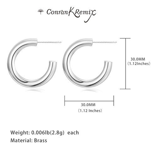 Conran Kremix Grueso Plata Chunky Aros Aros Ligeros Abiertos 1