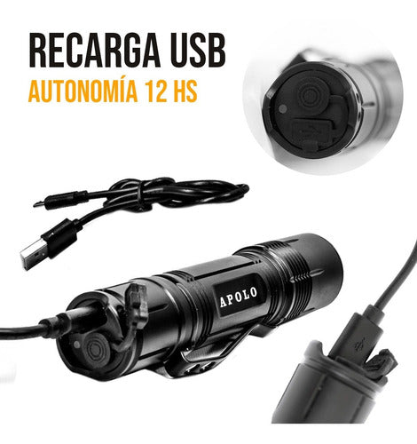 Linterna Tactical L2 - Apolo Rechargeable USB 1000 Lm 3