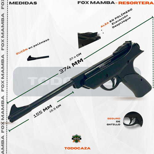 Fox Mamba Spring-Piston 4.5mm Pellet and BB Gun with Targets and Pellets 3