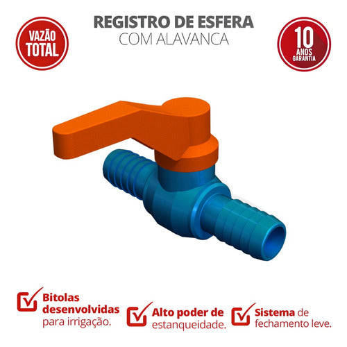 5 Un Registro Esfera União Dentada Alavanca 3/4'' Azul Durín 1