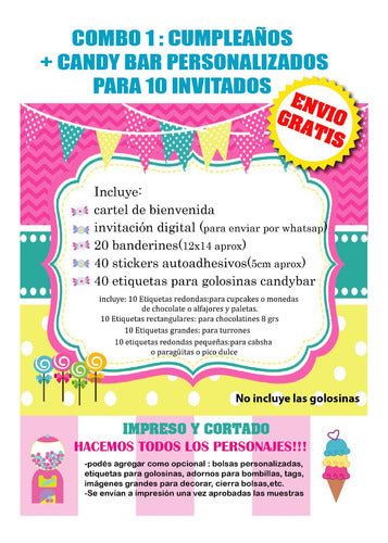 Tamamo.Candybar Combo Cumpleaños Super Girls Stickers Banderines Oferta 1