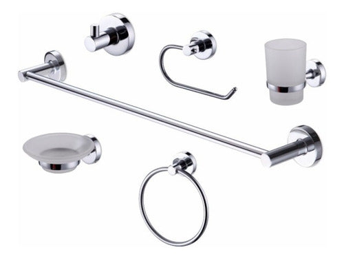 Peirano Bathroom Accessory Kit 12006 Line 12000 6 Metal Pieces Chrome 0