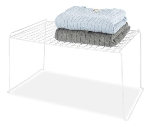 Whitmor White Wire Large Stacking Shelf 1