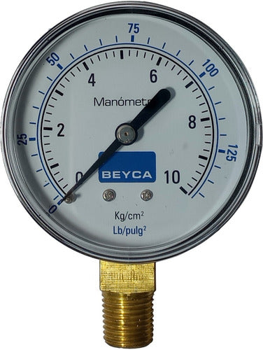 Manómetro 10kg 63 Mm Rosca 1/4 Inferior Gas Agua Aire Beyca 0