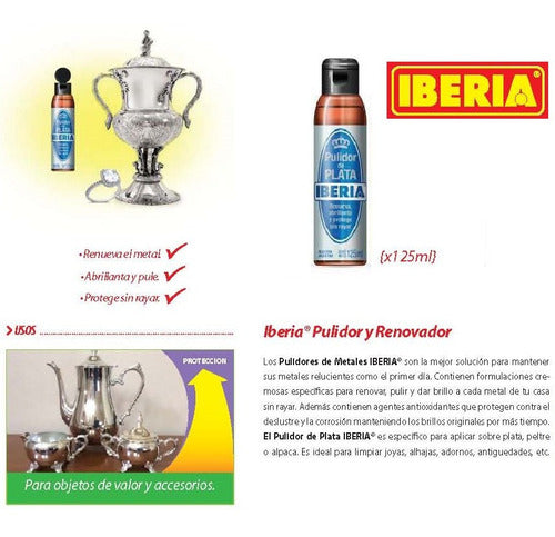 Pulidor De Plata Iberia Renovador Lustra Protege + Franela Clasica 4