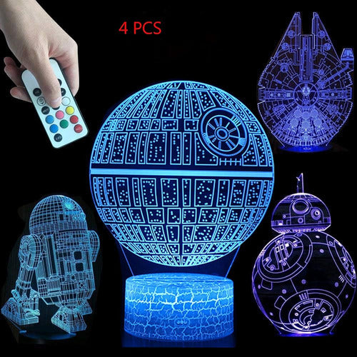 3d Illusion Star Wars Night Light Four Pattern Death Star/mi 1