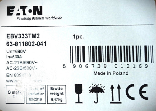 Chave Seccionadora Tripolar Vertical  N H 03 - 630 A  690 V 0