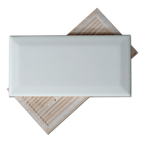 Casa Ferroti Ceramica Subway 10x20 Blanco Mate Biselado Pared Baño Cocina 1