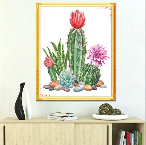 Pigpigboss 5D Diamond Painting Kit Cactus with Flowers 30x40cm DIY 1