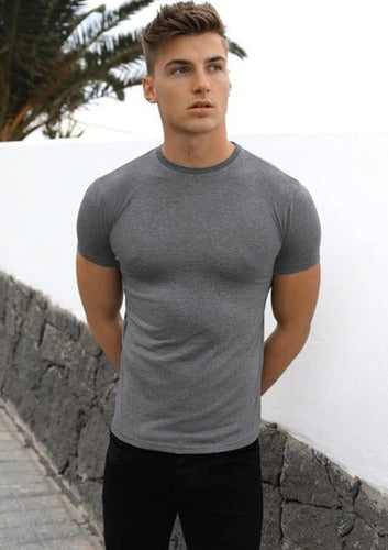 Men's Fitted Elastane T-Shirt - Lisbon Model Pink 15