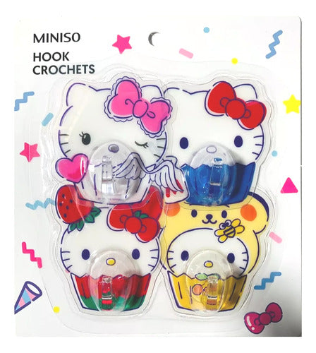 Ganchos Adesivos Modelo Sanrio Hello Kitty 4 Pçs. 0