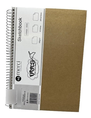 Caderno Sketchbook Kraf Merci Folhas Brancas 40 Folhas 180g. 2