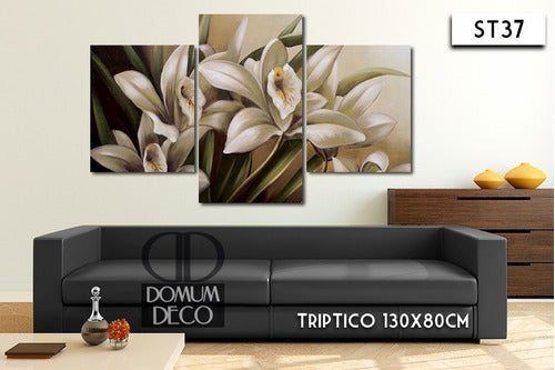 DECODOMUM Modern Triptych Decorative Frame 130x80/147x80cm Flowers 6