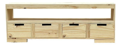 Modern Asia TV Stand with Drawer - Pine Wood 1