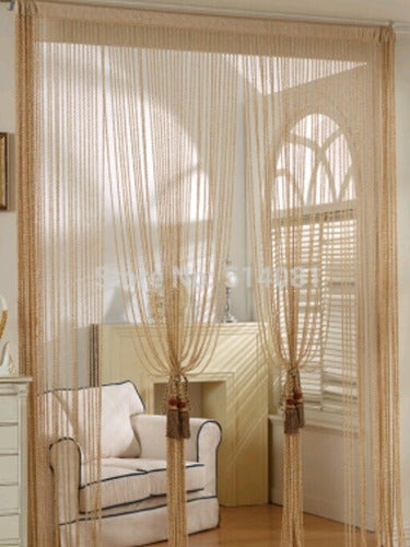 Set of 2 Fringed Curtain Panels Glass Thread Room Divider Decorations 2x2m 11
